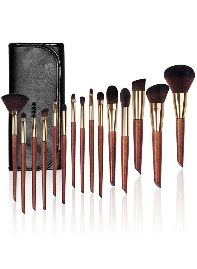 JAYWAYNE Makeup Brushes 15Pcs Premium Synthetic Foundation Brush Blending Brush Powder Brush Concealers Brush Eye Shadows Brush Makeup Brushes Set Professional Black - Image 1