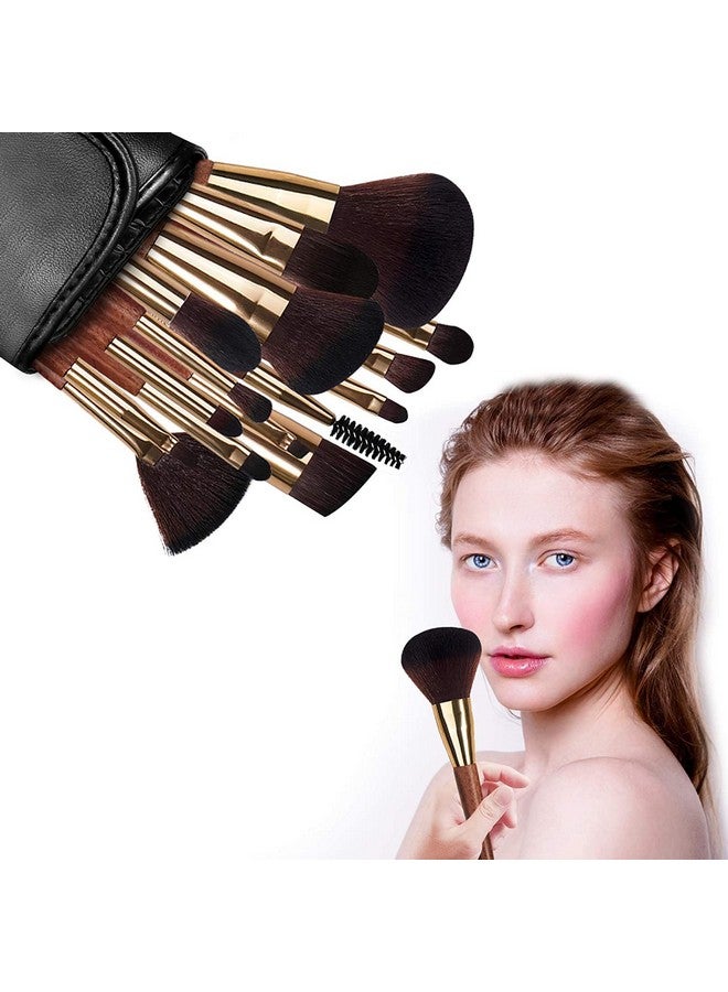 JAYWAYNE Makeup Brushes 15Pcs Premium Synthetic Foundation Brush Blending Brush Powder Brush Concealers Brush Eye Shadows Brush Makeup Brushes Set Professional Black - Image 4