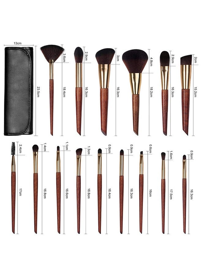 JAYWAYNE Makeup Brushes 15Pcs Premium Synthetic Foundation Brush Blending Brush Powder Brush Concealers Brush Eye Shadows Brush Makeup Brushes Set Professional Black - Image 5