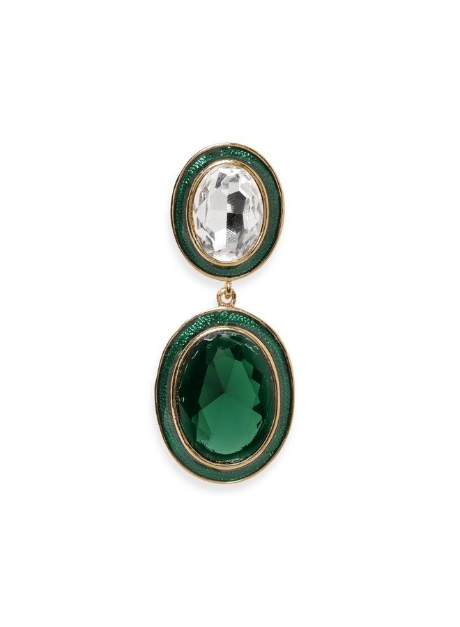 Rubans Women's Gold Plated Emerald Crystal Teardrop Shaped Drop Earrings - Image 2