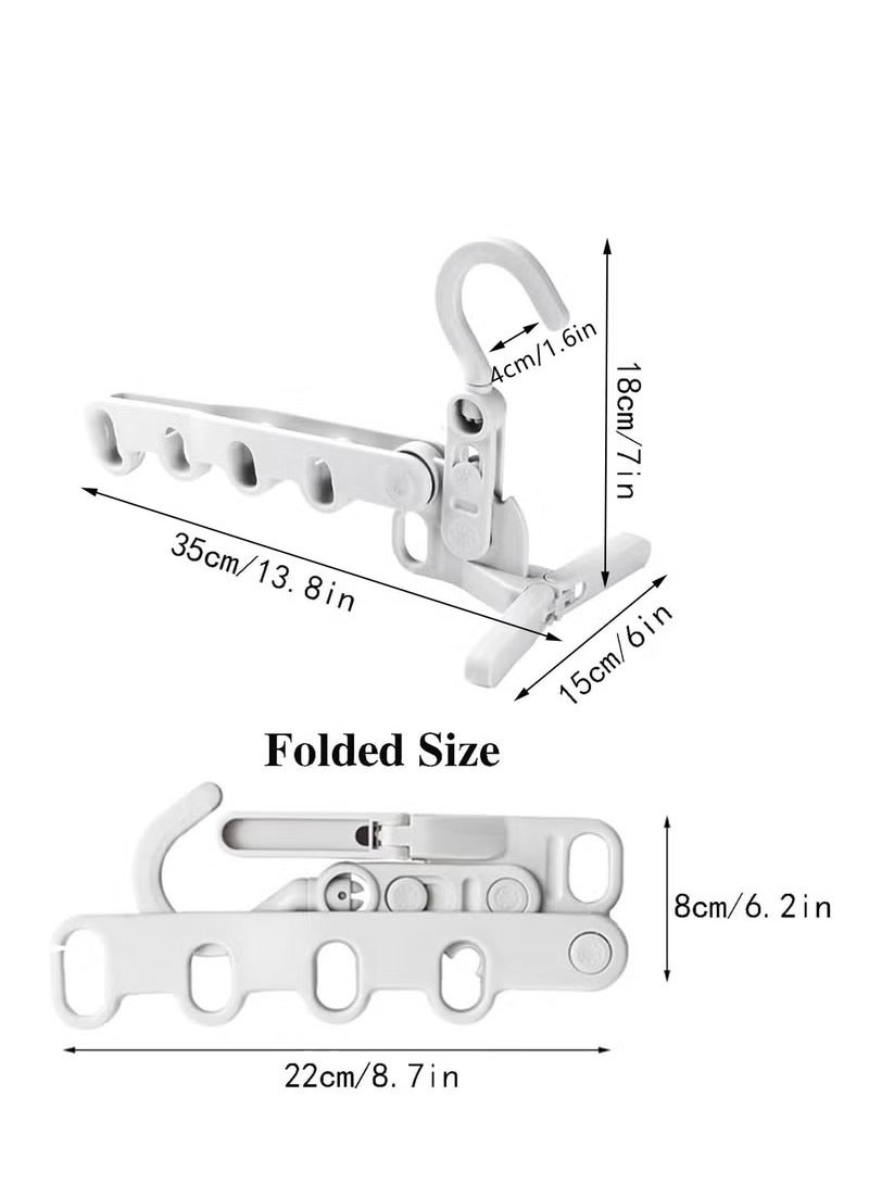 مجموعة من 5 رفوف لتجفيف الملابس قابلة للطي مع 5 فتحات، رف ملابس محمول قابل للطي للسفر والتخييم في الهواء الطلق، يوفر المساحة، منظم خزانة للفنادق والشقق والمنازل - Image 2