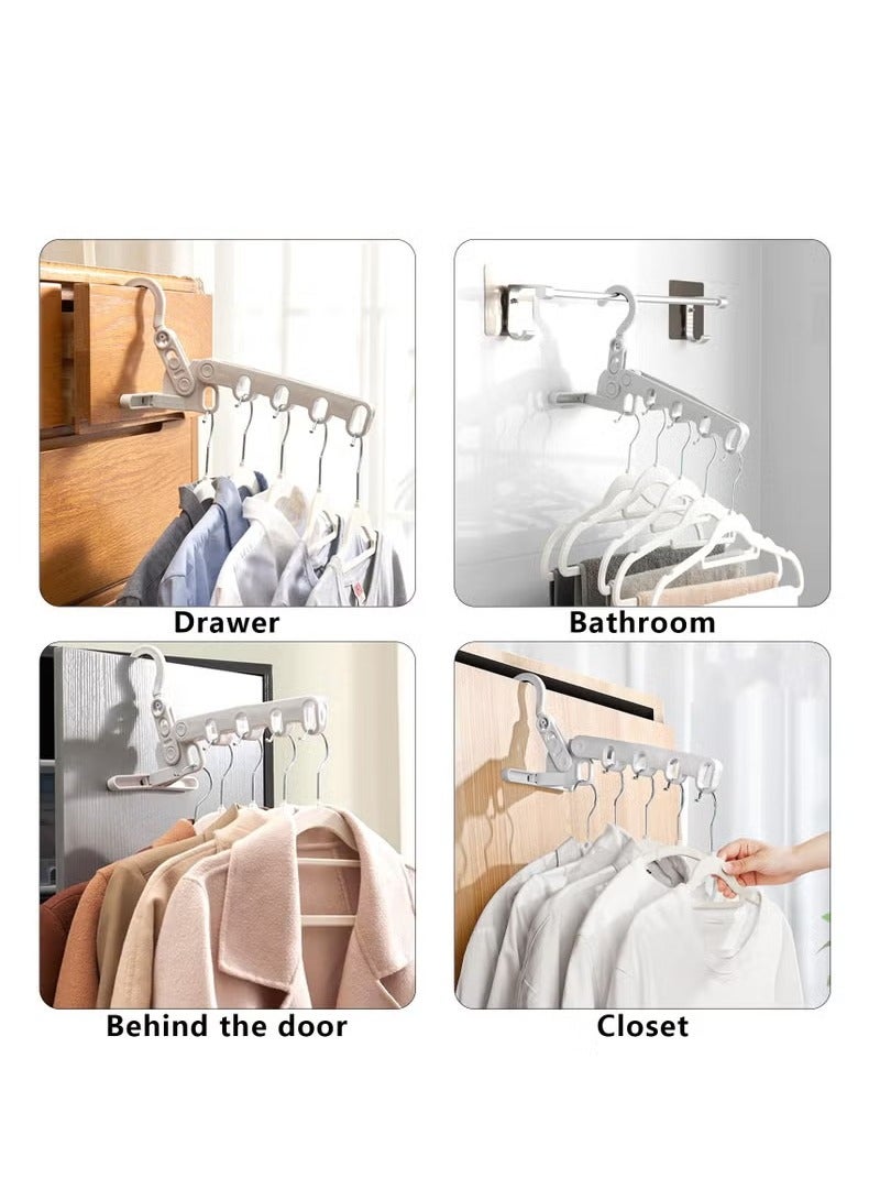 مجموعة من 5 رفوف لتجفيف الملابس قابلة للطي مع 5 فتحات، رف ملابس محمول قابل للطي للسفر والتخييم في الهواء الطلق، يوفر المساحة، منظم خزانة للفنادق والشقق والمنازل - Image 5