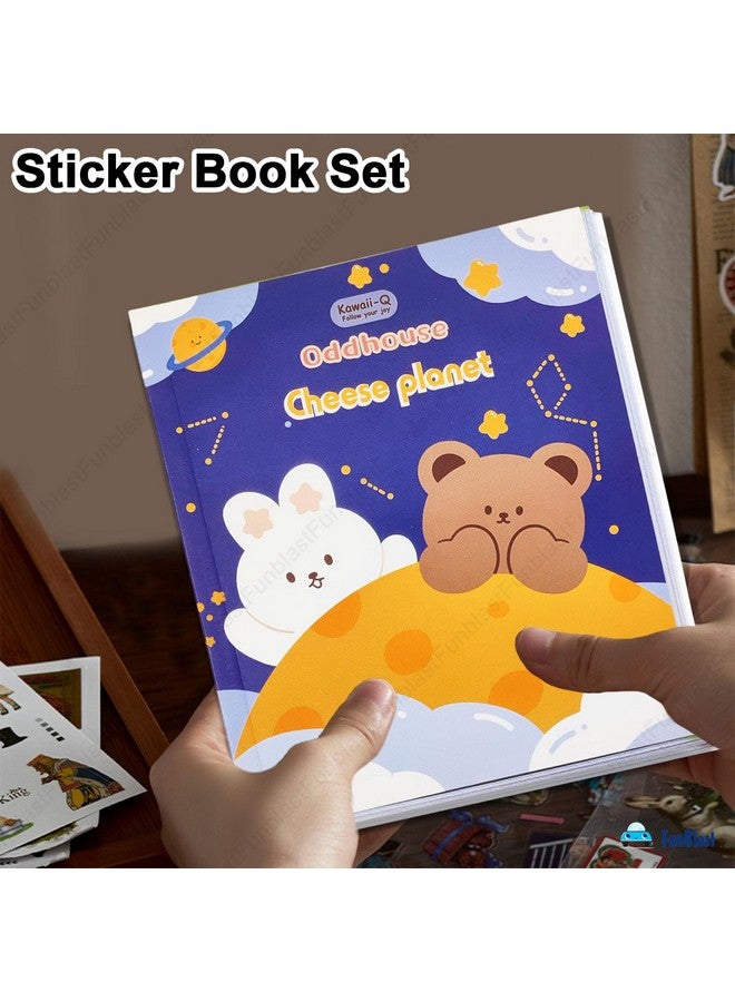 FunBlast Sticker Book Set - 30 Sheets/540+ Aesthetic Stickers, Cheese Planet Booklet, Retro Decorative Stickers for Scrapbook, Stickers for Project, Japanese Style Stickers, Journals, Scrapbooking (A) - Image 5