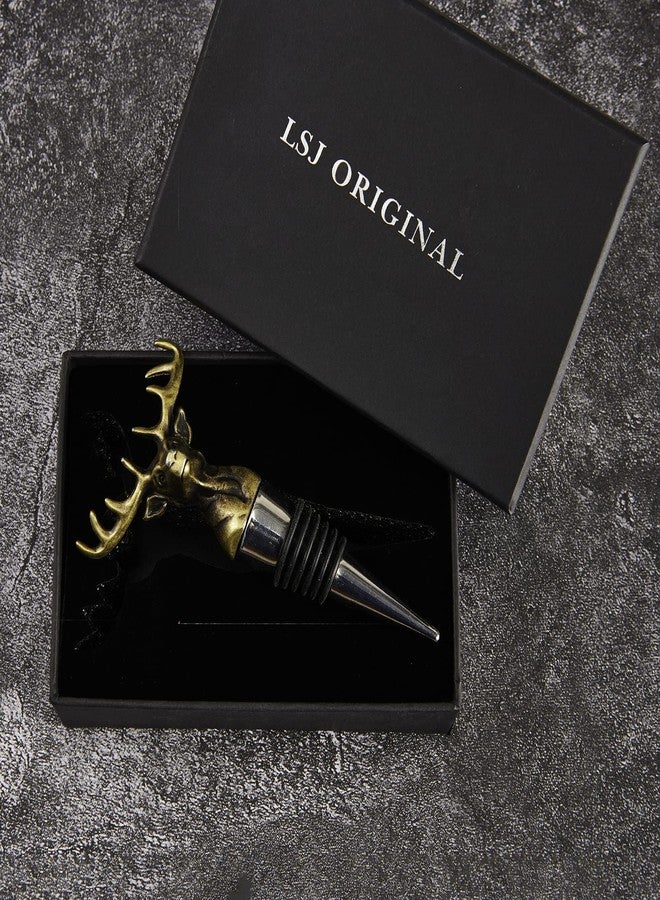 LSJ ORIGINAL سدادة زجاجة نبيذ على شكل قرن غزال، مثالية للبارمان والبارمانات، ولعيد الشكر، والهالوين، وعيد الميلاد. - Image 2