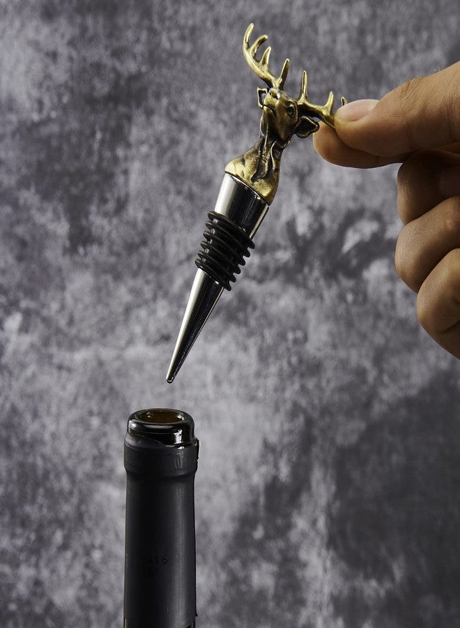 LSJ ORIGINAL سدادة زجاجة نبيذ على شكل قرن غزال، مثالية للبارمان والبارمانات، ولعيد الشكر، والهالوين، وعيد الميلاد. - Image 5