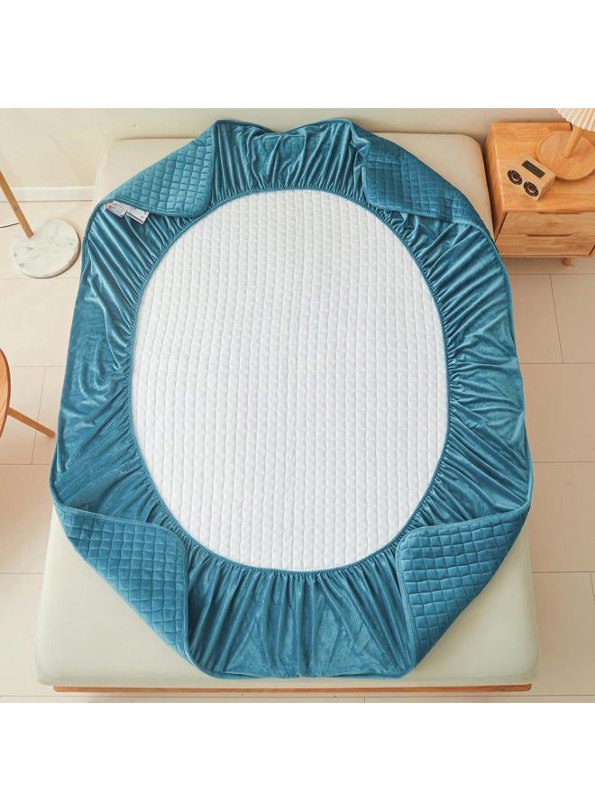 LweiPsqLin Quilted Flannel Fitted Sheets,Soft Flannel Fleece Mattress Top- Suitable for Fall and Winter,Fitted Deep Pocket Up to 15''-18''. (Blue, Twin) - Image 5