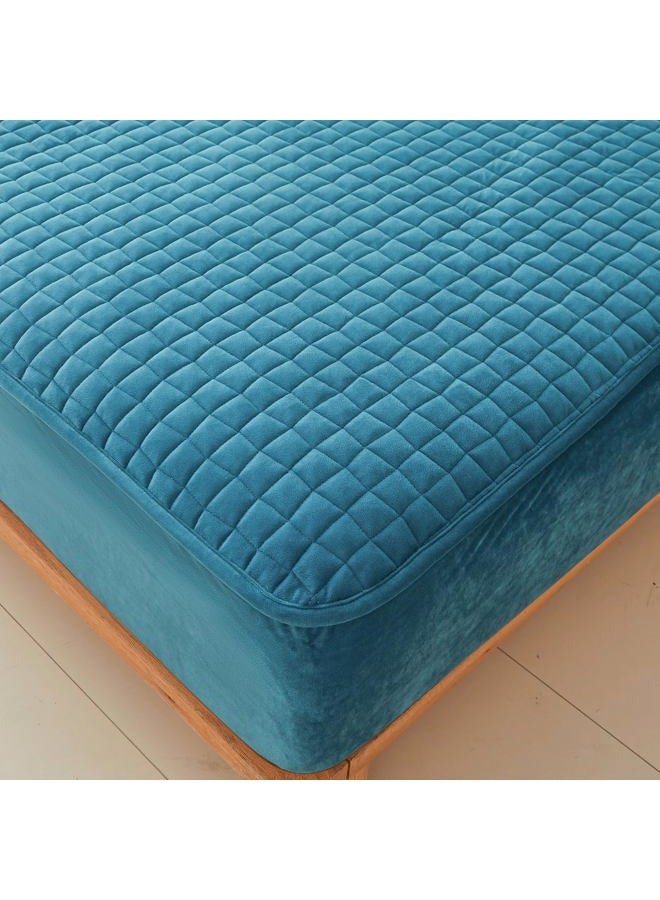 LweiPsqLin Quilted Flannel Fitted Sheets,Soft Flannel Fleece Mattress Top- Suitable for Fall and Winter,Fitted Deep Pocket Up to 15''-18''. (Blue, Twin) - Image 4