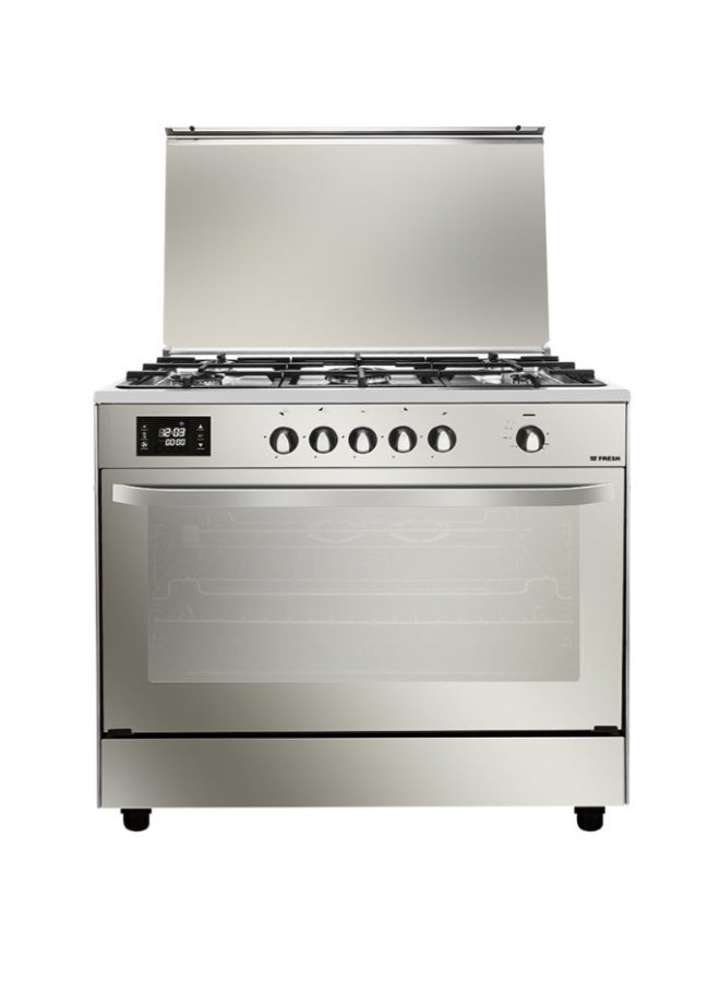 Fresh Hammer Hydraulic Gas Cooker, Reflective Glass, 5 Burners - Stainless Steel