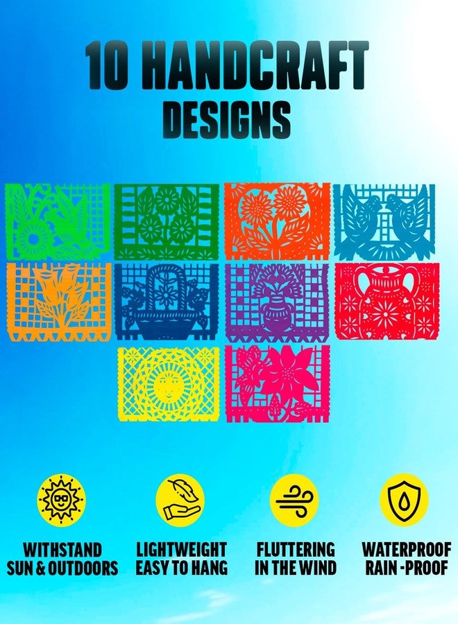 10 عبوات لافتات مكسيكية 180 قدمًا (18 قدمًا × 10) Papel Picado Mexicano para Fiesta، لافتة Papel Picado، لافتة Fiesta، ديكور الحفلات المكسيكية، أعياد الميلاد، Dia de los Muertos، Cinco de Mayo - Image 5