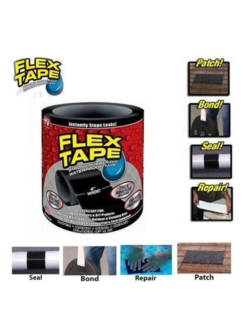 FLEX TAPE Strong Rubberized Waterproof Seal Tape Black 4x5inch 