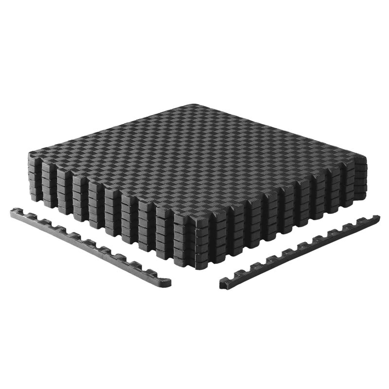 CAP Barbell 3/4-Inch Interlocking EVA Foam Exercise Puzzle Mat Home Gym Flooring - 1 Pack | 24" x 24" x 3/4" | Tatami Pattern - Black - Image 1
