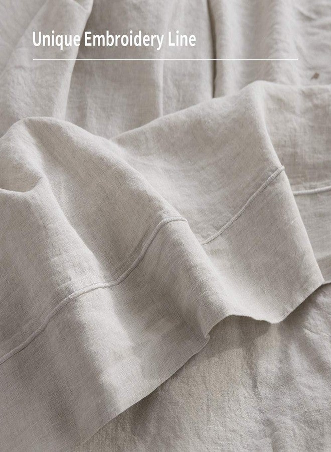 Simple&Opulence 100% French Linen Pillowcase Queen Size-Set of 2- Washed Solid Color Pillow Cases Embroidered -Soft and Durable (Linen, 20''x30'') - Image 2