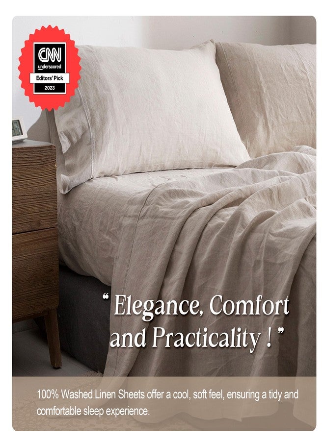 Simple&Opulence 100% French Linen Pillowcase Queen Size-Set of 2- Washed Solid Color Pillow Cases Embroidered -Soft and Durable (Linen, 20''x30'') - Image 4