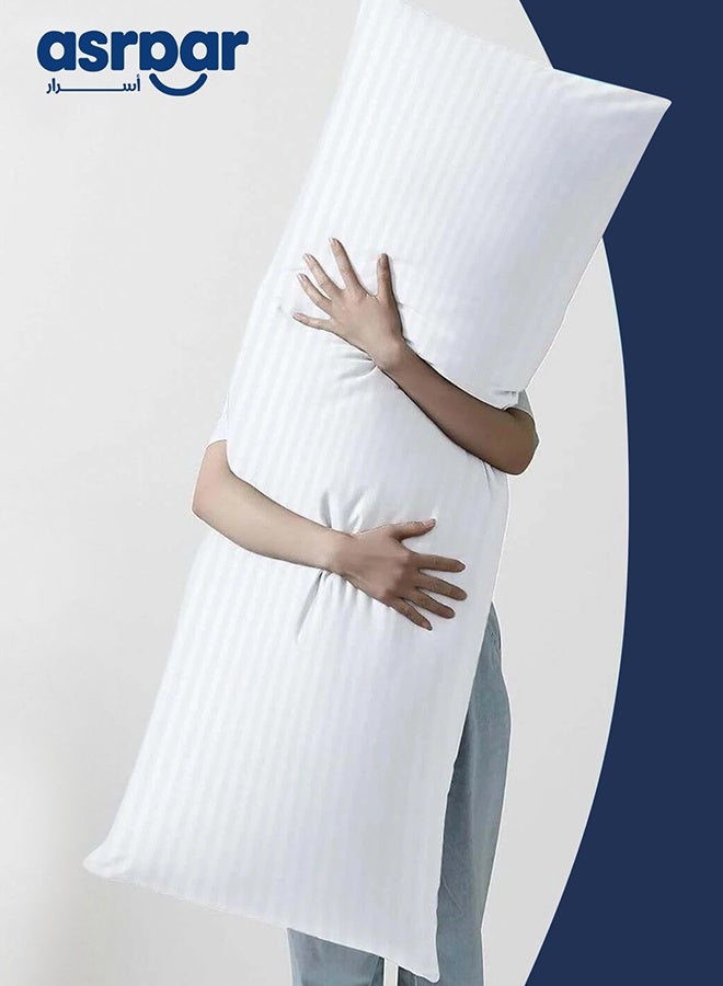 Asraar 3 Piece | Long Sleeping Pillow Microfiber - White 150x50cm - Image 2