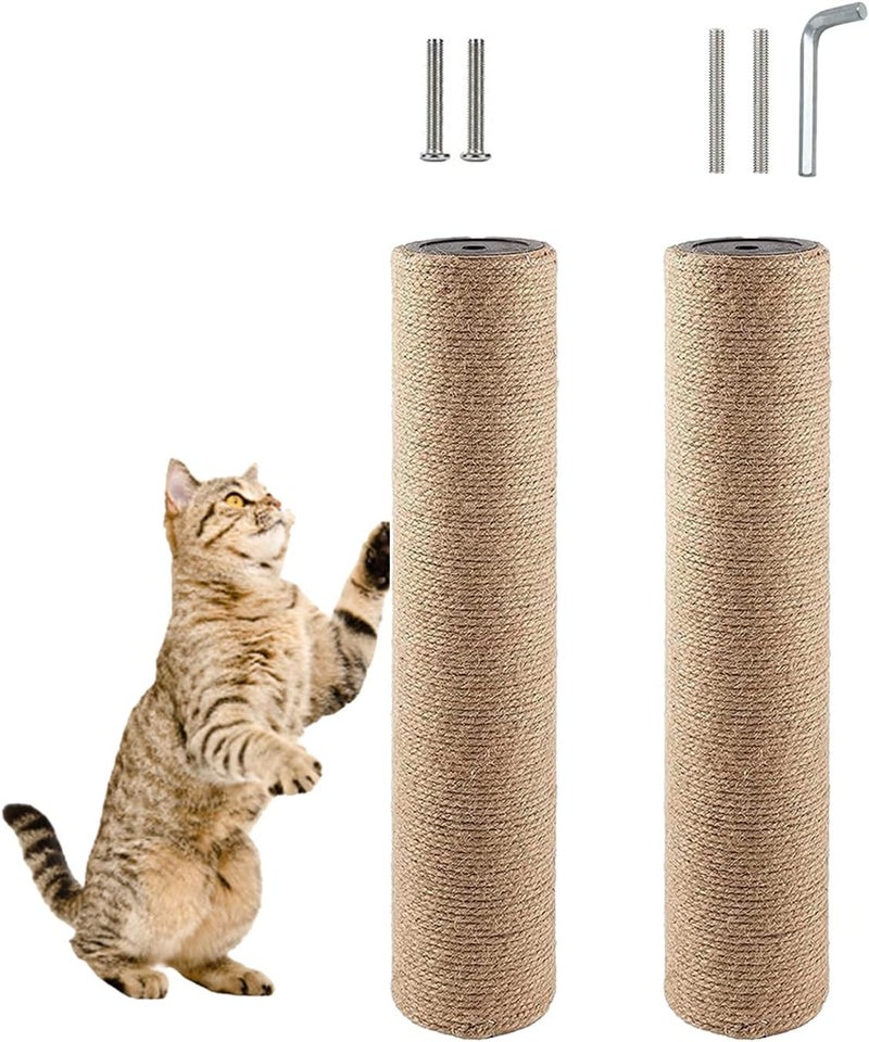 MUYG 2 Pcs Cat Scratching Post Replacement for Indoor 15.7 x 3.1 Inches Cat Tree Scratch Post Replacement Natural Jute Pole Part Cat Scratch Posts Refill with M8 Screws Spare Cat Accessories - Image 1