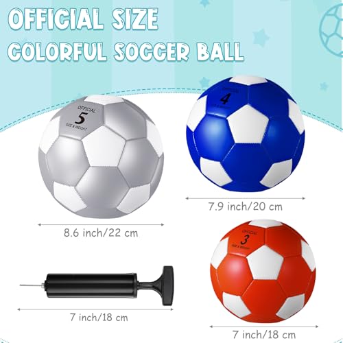Jexine 6 Pcs Soccer Ball Bulk with Pump Official Size Indoor Outdoor Soft Soccer Sport Gift for Child Teen Adult Practice Game Back to SchoolSize 3 - Image 3