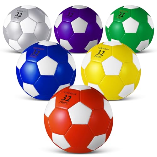 Jexine 6 Pcs Soccer Ball Bulk with Pump Official Size Indoor Outdoor Soft Soccer Sport Gift for Child Teen Adult Practice Game Back to SchoolSize 3 - Image 1