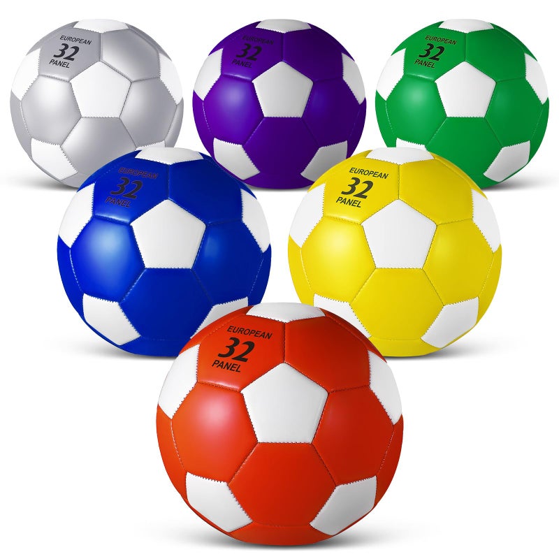 Jexine 6 Pcs Soccer Ball Bulk with Pump Official Size Indoor Outdoor Soft Soccer Sport Gift for Child Teen Adult Practice Game Back to SchoolSize 3 - Image 2