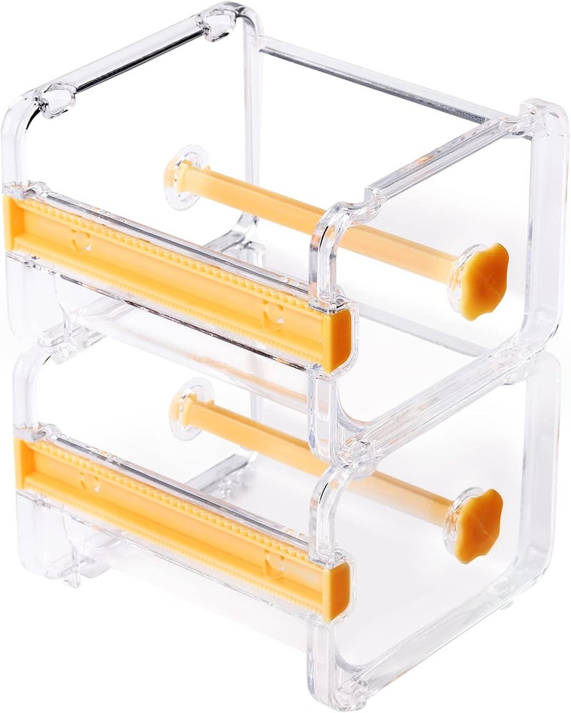 molshine 2 Pack Transparent Desktop Multi Washi Masking Tape Storage Dispenser,Tape Cutter,Tape Roll Holder (Not Include Masking Tape) (Yellow) - Image 1