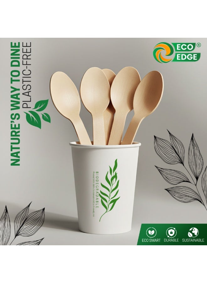 EcoEdge Disposable Compostable Wooden Sturdy Spoon (50 Pack) 160 MM | Bamboo/Birch, Plant Based, Smooth Hand-Finished FSC-Certified, Reusable | For Home, Office, Dining, Weddings | 100% Sustainable - Image 4