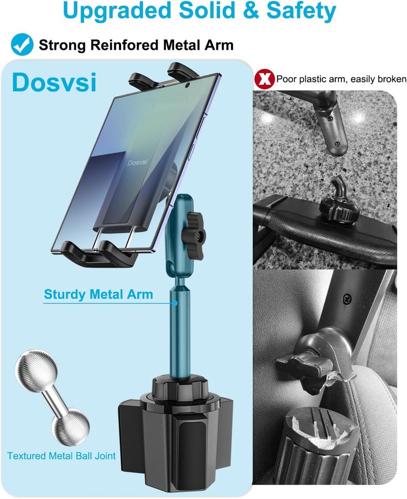 Dosvsi Cup Holder Car Z Fold Mount, Sturdy Metal Arm Car Cup Holder Folding Phone Mount, 360° Adjustable Truck Cup Tablet Phone Stand for Galaxy Z Fold 7 6 5 4 3 2, Pixel Fold, 4-13" iPad, Tab, iPhone - Image 2
