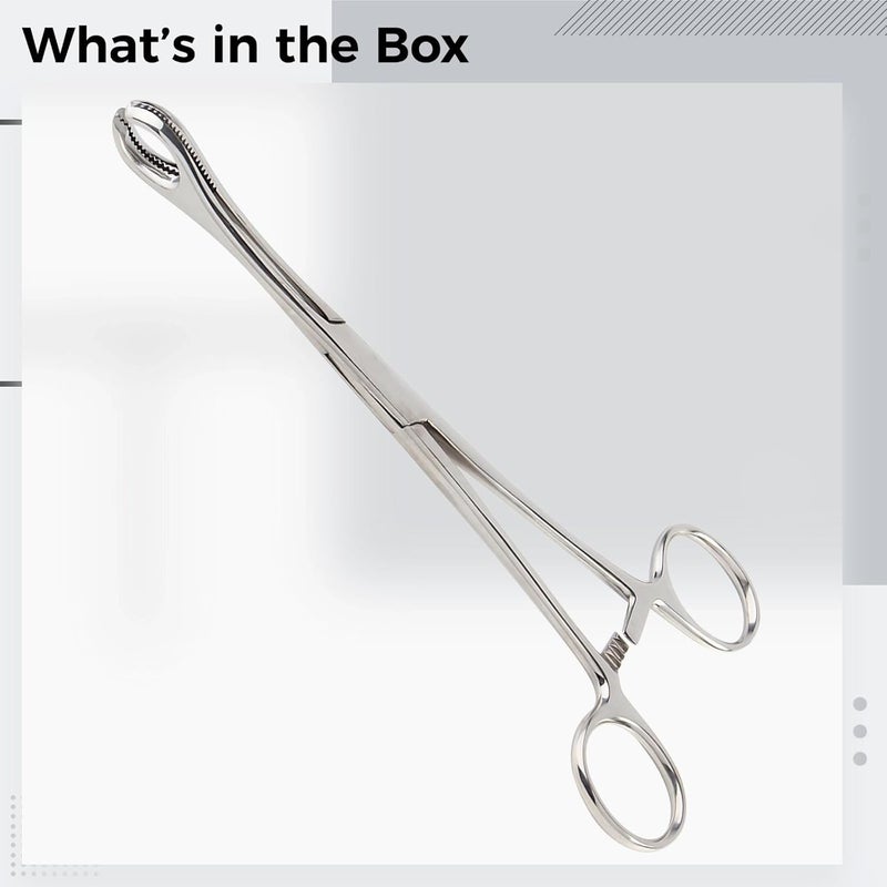 Piercing Pliers, Clinical Steel Body Piercing Tool, 7.1 in / 18 Cm, with Round Opening, Serrated Jaws for Enhanced Stability, Silver Tone, for Professional Use - Image 2