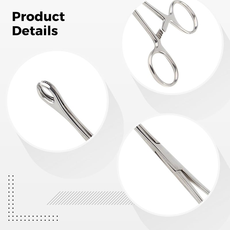 Piercing Pliers, Clinical Steel Body Piercing Tool, 7.1 in / 18 Cm, with Round Opening, Serrated Jaws for Enhanced Stability, Silver Tone, for Professional Use - Image 4