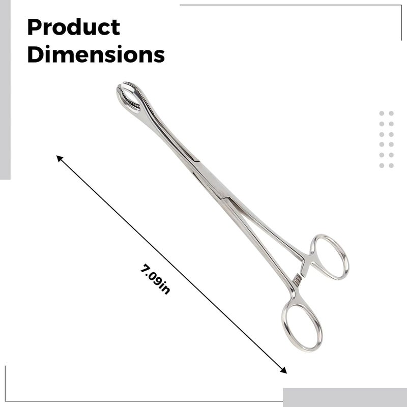 Piercing Pliers, Clinical Steel Body Piercing Tool, 7.1 in / 18 Cm, with Round Opening, Serrated Jaws for Enhanced Stability, Silver Tone, for Professional Use - Image 3