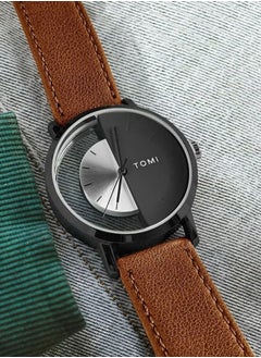 TOMI A unisex Brown Analog Leather Watch From TOMI, Watch Face Measures 40 MM And Is 9 MM Thick  - Image 3