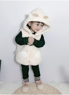 Squality Children Wearing Warm Hooded Vests White