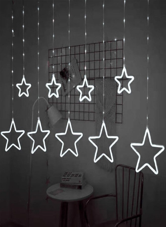 HUMAIZAR Neon Star LED Curtain Light | 4+4 Hanging Stars | Decorative Wall Light for Festivals, Bedroom, Parties, Balcony, Kids Room - White -Color Neon Glow - Image 1