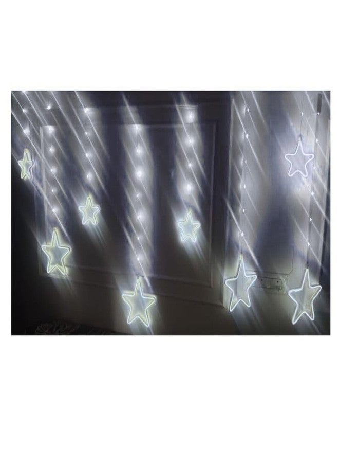 HUMAIZAR Neon Star LED Curtain Light | 4+4 Hanging Stars | Decorative Wall Light for Festivals, Bedroom, Parties, Balcony, Kids Room - White -Color Neon Glow - Image 2