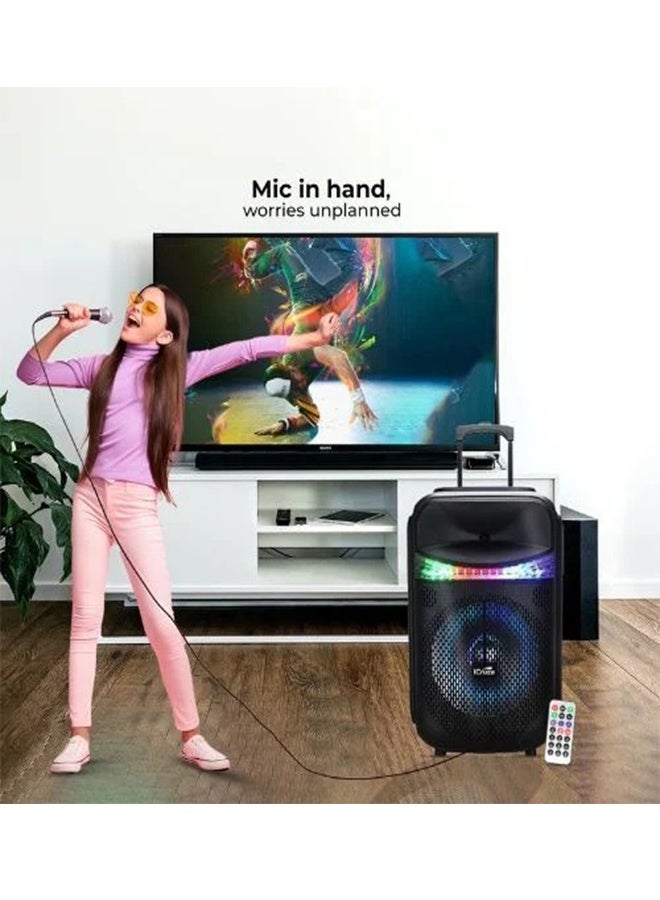 آي كروز سبيكر حفلات كارنفال 30 واط مع TWS وتشغيل لمدة 6 ساعات، بطارية 2200 مللي أمبير، مع ميكروفون – بلوتوث / AUX / USB / بطاقة SD / راديو FM – أسود - Image 4