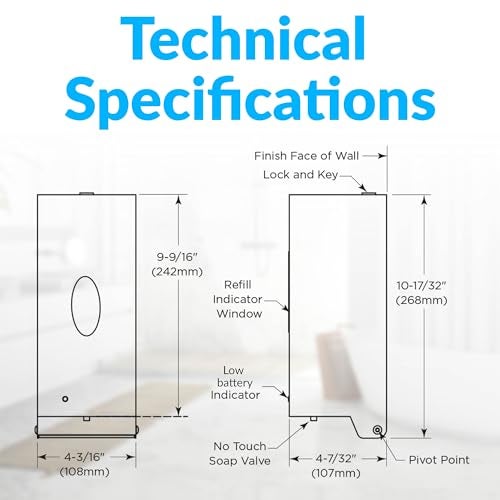 Bobrick B-2012 Automatic Wall-Mounted Liquid Soap Dispenser, Stainless Steel, 30 Fl Oz Capacity - Image 3