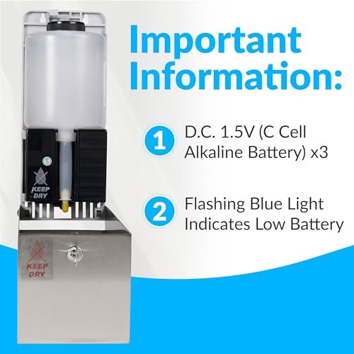 Bobrick B-2012 Automatic Wall-Mounted Liquid Soap Dispenser, Stainless Steel, 30 Fl Oz Capacity - Image 4