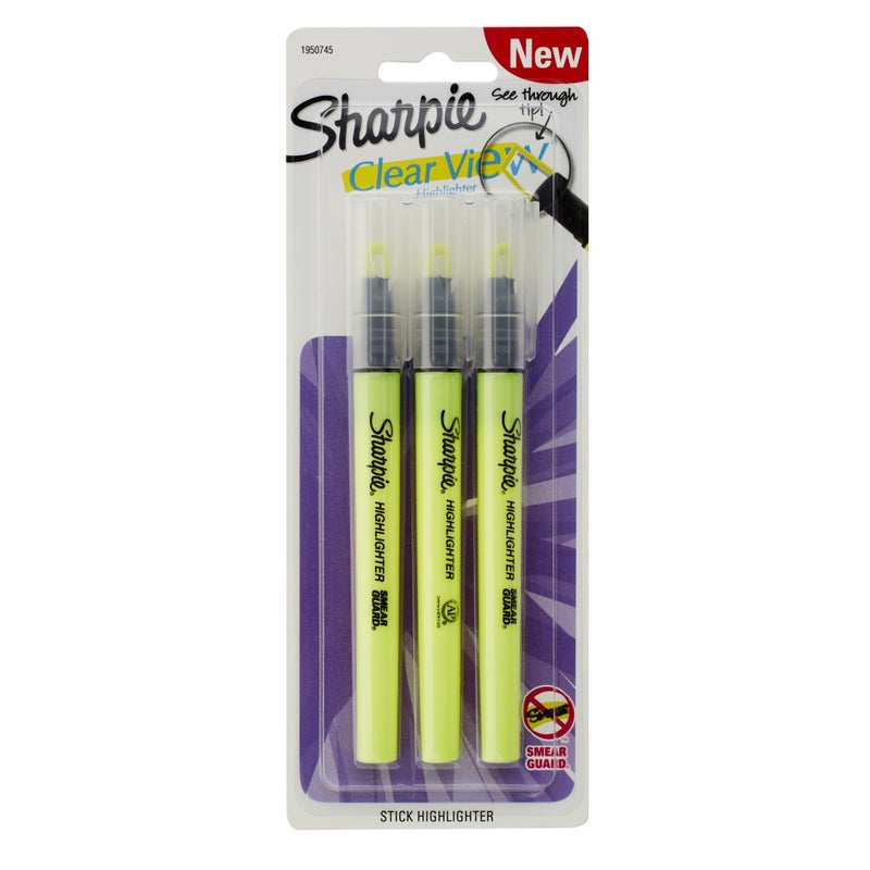 Sharpie Clear View Highlighter Stick, Yellow, 3/Pack (1950745) - Image 1