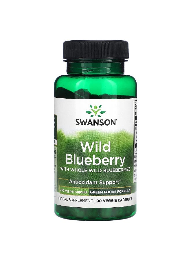 Swanson, Wild Blueberry with Whole Wild Blueberries, 250 mg, 90 Veggie Capsules - Image 1