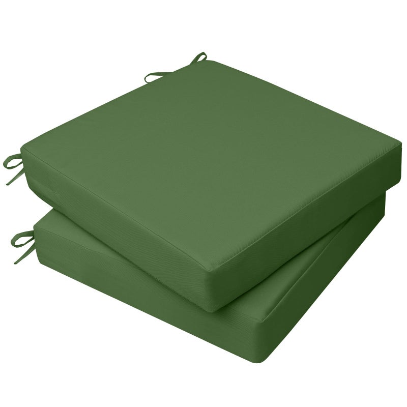 AAAAAcessories Outdoor Seat Cushions for Chairs, Waterproof, Fade-Resistant, 20" x 20" x 3", Patio Furniture Replacement Cushions, Set of 2, Dark Moss Green - Image 1