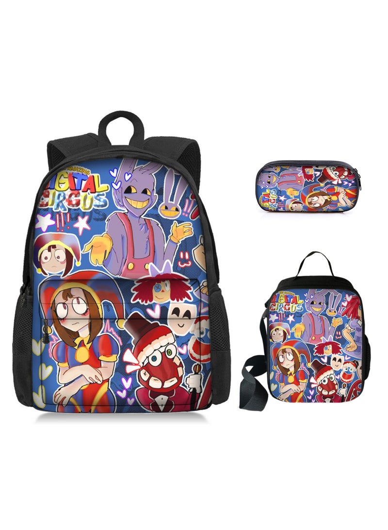 general 3 Pcs Anime The Amazing Digital Circus Backpack Set School Bag - Image 1