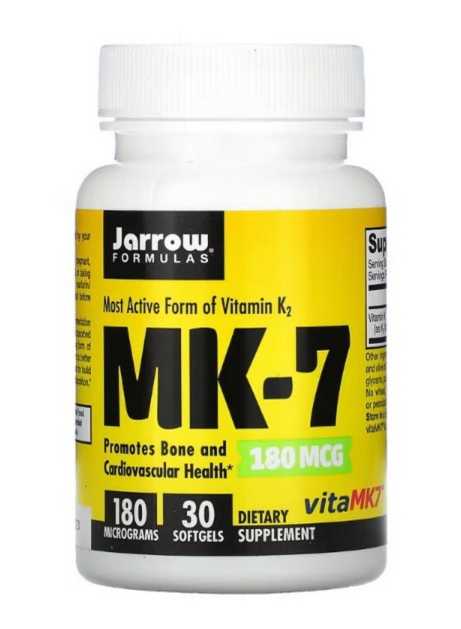 jarrow formulas MK7 Most Active Form of Vitamin K2 180 mcg 30 Softgels