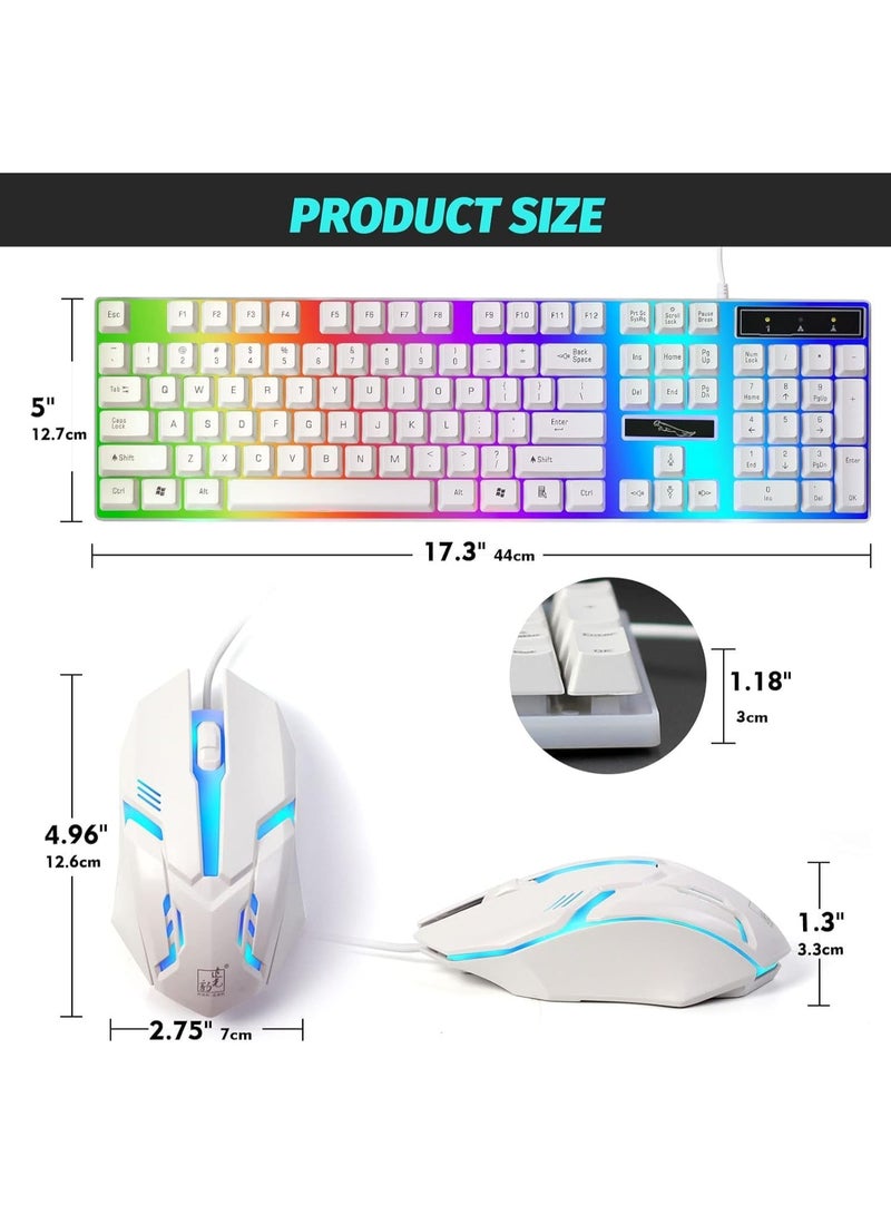 Gaming Keyboard and Mouse Combo G21 – Multi-Color LED Backlit Wired Mechanical Feel USB Keyboard for Windows PC (White)  - Image 4
