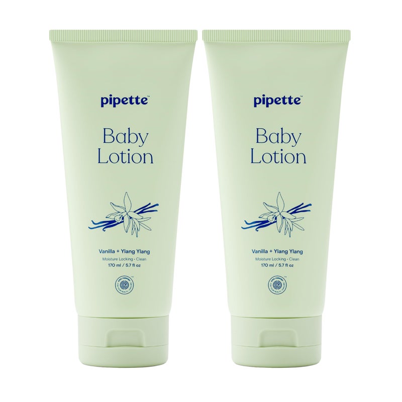 Pipette Baby Lotion, Vanilla + Ylang Ylang Scent, 5.7 fl oz (Pack of 2), Baby Lotion for Newborn, Sensitive Skin, and Kids, Non-Toxic and Hypoallergenic, Made with Ceramides - Image 1