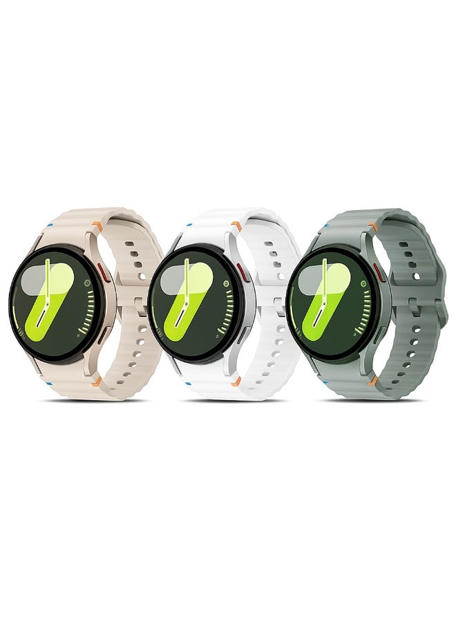 O Ozone (Pack of 3) No Gap Silicone Sport Bands Compatible with Samsung Galaxy Watch 7 6 5 4 Band 40mm 44mm/For Galaxy Ultra 47mm/For Galaxy FE/5 Pro/6 Classic For Women Men-Multi2