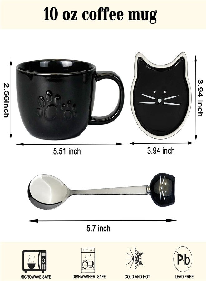 Koolkatkoo Black Cat Mug Coffee Cups Ceramic - Tea Cup with Lid and Spoon, Animals Hidden inside Mug, Cat Gifts for Cat Lovers, Holiday Christmas Gifts, 10oz - Image 3