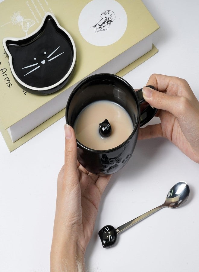 Koolkatkoo Black Cat Mug Coffee Cups Ceramic - Tea Cup with Lid and Spoon, Animals Hidden inside Mug, Cat Gifts for Cat Lovers, Holiday Christmas Gifts, 10oz - Image 5