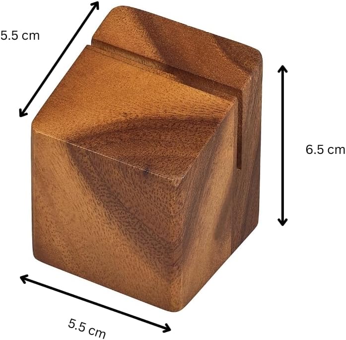 Tala Riser / Menu Holder, Lacquered Acacia Wood Display Stand for Menus, Signs, and Small Items, Rustic Countertop Riser for Home, Cafe or Restaurant use, Measures 5.5x5.5x6.6cm - Image 4