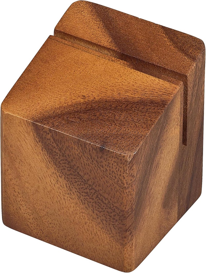 Tala Riser / Menu Holder, Lacquered Acacia Wood Display Stand for Menus, Signs, and Small Items, Rustic Countertop Riser for Home, Cafe or Restaurant use, Measures 5.5x5.5x6.6cm - Image 1