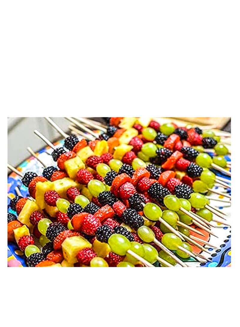 Natural Bamboo Skewers， Wooden Skewers,Skewer Sticks,kebab Sticks,Short Skewers,Wooden Kebab Skewers -Skewers for Fruit Kabobs,Appetizer, Chocolate Fountain, Cocktail More Food, (10-Inch(100pcs))  - Image 2