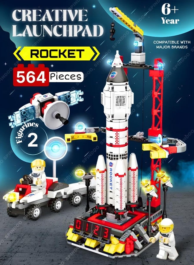 Spindoo 564 PCS Space Rocket Launch Control Center Building Kit with Mars Rover, Satellite & Astronaut – STEM Educational Construction Toy for Kids Ages 6-12 | Rocket Ship Building Block - Image 2