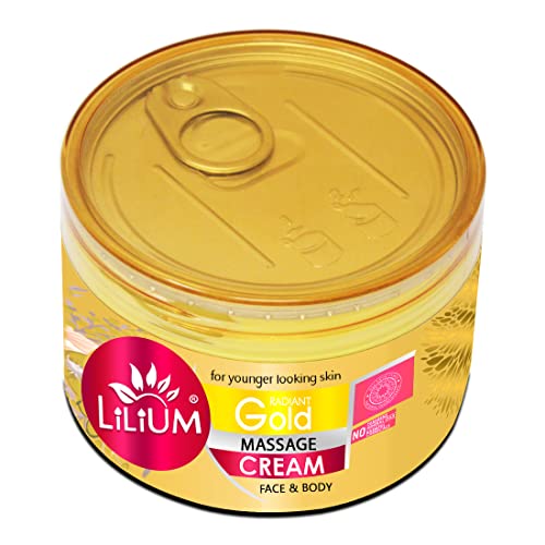 Lilium Radiant Gold Face & Body Massage Cream 250gm, For Younger Looking Skin, Lavish Gold Infusion, Promotes Skin Elasticity, Deep Nourishment, Radiant & Luminous Glow, All Skin Types - Image 1